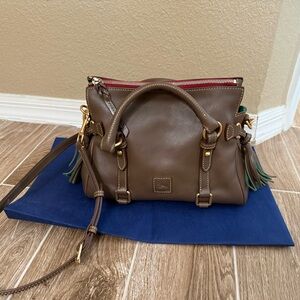 Dooney & Bourke Leather Satchel with Gold Accents.